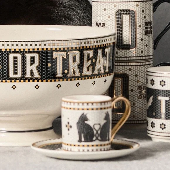 Anthropologie Halloween mug! The Bistro Tile  Stoneware Mug - Halloween edition! - Picture 8 of 10